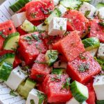 simple watermelon cucumber feta salad